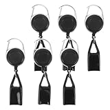 Ipetboom 6 Stück-Pack Feuerzeughalter mit Einziehbarer Leine 60cm Teleskopschnur Clip und Schutzkappe Anti Verlust Schlüsselanhänger für Camping Angeln und Wandern Schwarz