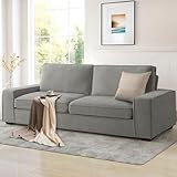 MEROUS 3 Sitzer Sofa, Couch Wohnzimmer, Polstersofa mit Breite Armlehnen 225cm L × 84cm B - Waschbare Kissen - Einfache Montage für Wohnungen/kleinen Raum - Hellgrau