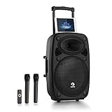 auna Streetstar - Mobile PA-Anlage Musikanlage, Bluetooth, USB-Port, SD, MP3, AUX-In, Akku, LED-Display, (15' (38,1 cm) Subwoofer max. 1000 W) schwarz