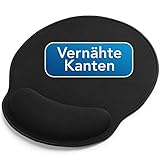 Sidorenko Mauspad mit Gelkissen - 26x23cm - Ergonomisches Mauspad mit Vernähte Kanten - Mousepad mit Handauflage für schonende Handgelenk Haltung - schwarz