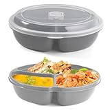 astor24 2er Set Mikrowellen Teller - Hohe Ausführung - Vorrats Dose Aufbewahrung Geschirr zum erhitzen, einfrieren mit 3 Fach Aufteilung Deckel mit Belüftung BPA frei