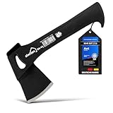 siwitec Camping Axt SN-45, Survival Axt mit 450 Gramm Kopfgewicht, zum Holz spalten mit glasfaserverstärktem Kunststoff-Stiel und C45 Carbon Klinge, Beil