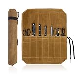 YMTWSRY Messertasche Kochmesser, Messerrolle mit 7 Fächern Werkzeug Rolltasche Multifunktionale Aufbewahrung Tasche Tragbare Messeraufbewahrung für Messer Löffel Küchenmesser