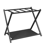 IBUYKE Gepäckständer für alle Koffergrößen, klappbarer Kofferhalter mit Stoffauslegefläche, einfach zu montieren für Schlafzimmer, Wohnzimmer, Hotel, Schwarz TLR002B