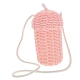 Healeved Tasche Aus Tannenzapfen Weiden Strohhandtasche Klein Für Schulter Rattan Strohhalm Geldbeutel Körbe Gewebte Tragetasche Weben Im Freien Strand Einfach Rosa