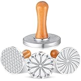 Ginobili 3 Stück Cookie-Stempel Aus Metall, Cookie-Pressform-Set mit Holzgriff für DIY Backen, Kuchen, Plätzchenausstecher, Cookie-Presse zum Backen, Langlebig