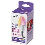 WiZ Tunable White and Color LED Lampe E14 (470 lm), 40 W Lampe mit 16 Mio. Farben oder warm- bis kaltweißem dimmbarem Licht, smarte Lichtsteuerung über WLAN per Stimme/App