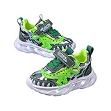 SUPTTING Jungen Sneaker Leuchtend Bequem, LED-Sohle Atmungsaktives Mesh Turnschuh, Sportlich Futuristisch Farbwechsel-Funktion Laufschuh, Schnürung Freizeitschuh für eine Geburtstagsfeier