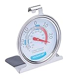KitchenCraft Gefrier-/Kühlschrankthermometer mit Mindest- und Höchsttemperaturanleitung, Edelstahl, Silber