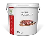 Fuduu.de - Nitritpökelsalz 10 kg | Qualitativ hochwertiges reines Pökelsalz zur Herstellung von Fleisch- und Wurstwaren - NPS Salz 0,4%-0,5% Natriumnitrit | geliefert im praktischen 10 kg Eimer