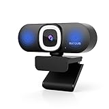 Nuroum V32-AFL 4K Webcam mit Ringlicht, Autofokus Auto-Framing 1080P 60fps PC Kamera mit Mikrofon, 90°Sichtfeld/Rauschunterdrückung/Lichtkorrektur, Streaming Kamera USB Plug&Play für OBS/Zoom/Teams