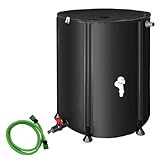 Mucola Regenwassertonne 100L faltbar mit Hahn Regentonne inkl. 2 Meter Wasserschlauch mit Anschluss Regenwassertank mit Überlaufschutz Regenfass | witterungsbeständig - Größenauswahl