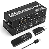 HDMI Matrix 3x2 - Tendak 4K@60Hz HDMI Switch Matrix 3 In 2 Out HDMI Umschalter + Optisch Spdif & 3,5mm Stereo Audio Extractor HDMI Splitter Unterstützt HDMI 2.0 HDCP 2.2 HDR 3D mit IR-Fernbedienung