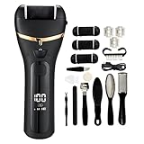 HomeGarden Elektrischer Hornhautentferner, Fußpflegeset mit 3 Schleifköpfen, IPX7 wasserdicht, 3 Geschwindigkeitsstufen, Wiederaufladbar Type-C, Profi-Werkzeug zur Hornhautentfernung (Schwarz)