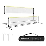 SANGMUCEN 3m Badminton Netz, Volleyballnetz Garten, höhenverstellbare Stangen, tragbares Set, leicht auf- und abbaubar Ideales Sportnetz für Tennis, Badminton oder Volleyball Schwarz und Gelb TBN003Y