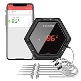 Inkbird IBT-6XS Grillthermometer mit 6 Sonden, Magnetisch BBQ Thermometer Bluetooth Fleischthermometer mit 1000mAh Li-Batterie, Bratenthermometer mit 180 Grad Bildschirmanzeige Drehen für BBQ,Backofen