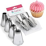 CukkiCakes 4er Set Profi Spritztüllen große (XL) (849, 869, 829 und 808) zum Dekorieren von Torten, Cupcakes, Churros, Krapfen - Tüllen kompatibel mit Spritzbeutel/Spritzsack - Made in Korea