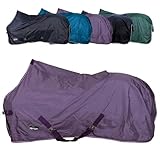 Marengos - Regendecke 420D Economic – leichte Pferdedecke für Regen – atmungsaktiv & wasserdicht – Weidedecke mit Kreuzgurten – Outdoordecke für Pferde – 145cm in Pflaume
