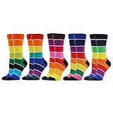 WeciBor Damen Lustige Bunte Socken, 5 Paar Regenbogen Gestreift, Größe 39-42