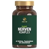 VITACTIV Nerven Komplex - Johanniskraut Baldrian Passionsblume Kapseln Hochdosiert, ohne chemische Stimmungsaufheller - Vitamine B1 & B3 für Psyche & Nervensystem - Vegan, Laborgeprüft - 120 Stück