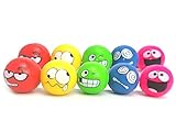 STUWU 10x Flummi Smiley 38mm Funny Faces Springball Flummis Dopsball Gummiball Lachgesicht Gummiball Springball