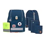 LÄSSIG 7-teiliges Schulranzen Set Kinder/School Set Boxy Unique marineblau,