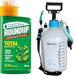 Roundup Unkrautfrei TOTAL Konzentrat - 500 ml | inklusive Drucksprühgerät 5 Liter
