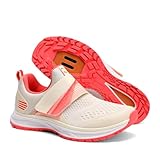 Pairobin Fahrradschuhe Damen Indoor Fahrradschuhe Outdoor Fahrradschuhe Bequem Atmungsaktiv Kompatibel mit SPD Cleats, beige-pink, 40 EU