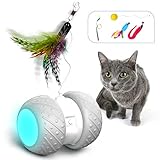 HOFIT Interaktives Elektrischer Katzenspielzeug Automatischer Drehender Katzenball mit LED-Lichtspielzeug,Katzen Roller Ball Intelligenzspielzeug Für Kätzchen und Hund (A)