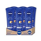 NIVEA Pflegende Handcreme, 6 x 100 ml, nährende Creme angereichert mit Mandelöl, duftende Handcreme mit feuchtigkeitsspendender Formel