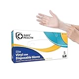 Safe Health Einweg-Vinylhandschuhe, Mehrzweck-Kunststoffhandschuhe, lebensmittelecht, latexfrei, puderfrei, unsteril, 3 mm, für Reinigung, Abwasch, Salon, Service, Haushalt, Alltag, Größe S (100 Stück