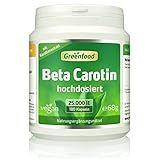 Beta Carotin, 25000 iE, extra hochdosiert, 180 Kapseln - Vorstufe von Vitamin A. Gut für die Sehkraft, Schleimhäute und Knochen (Vit. A)