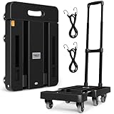 Troozy Sackkarre Klappbar mit Bremsen, Transportwagen 226KG, Sackkarren Klappbare mit 6 Universal-Räder, Plattformwagen mit Verstellbarer Deichsel, 2 Flexibles Seil, Transportkarre Rauscharm, Schwarz