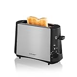 Cloer 3890 Single-Toaster, Minitoaster für 1 Toastscheibe, 600 W, Auftau-Funktion, Krümelschublade, Nachhebevorrichtung, mattiertes wärmeisoliertes Edelstahlgehäuse