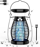 Insektenvernichter Elektrisch, UV Mückenlampe Fliegenfalle USB Insektenvernichter Mückenfalle Mückenschutz, Solarenergie Tragbare Fliegenfallen beleuchtete Lampe für Innen und außen (Schwarz)