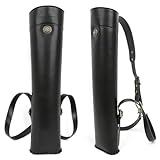 PYMUST 1 Stück Bogenschießen Köcher Leder Pfeiletasche Schulter-Rücken Verstellbarer Gurt für LH/RH Dschungel Wildjagd Schießtraining (Schwarz)