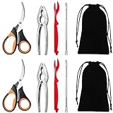 Artcome 10 Piece Seafood Tools Set - 2 Crab Crackers, 2 Lobster Shellers, 2 Crab Forks, 2 Seafood Scissors and 2 Storage Bag