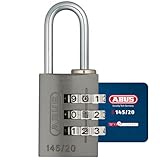 ABUS Zahlenschloss 145/20 Titanium - Kofferschloss, Spindschloss u. v. m. - Aluminium-Vorhängeschloss - individuell einstellbarer Zahlencode - ABUS-Sicherheitslevel 3