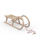 Vispronet Hörnerschlitten Classic ✓ Tragfähigkeit 90 kg ✓ inkl. Zugseil ✓ Holzschlitten für Kinder und Erwachsene ✓ Schlittengröße 100 x 33 x 38 cm