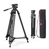 SMALLRIG Videostativ, 73-Zoll (186 cm) Heavy Duty Tripod Hochleistungs Stativ mit 360-Grad-Fluidkopf und Schnellwechselplatte für DSLR, Camcorder, Kameras, Belastbarkeit 8 kg - 3751