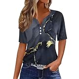 Shirt Damen Bedrucken Cool Sports Bauchfrei Plus Size V Ausschnitt Kurzärmlige Polyeste Hemden Frauen Summer Knöpfen Tailliert Cool Schwarz