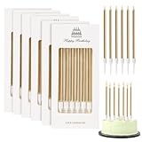 36 Stück Geburtstagskerzen, Lange Kerzen Kuchen mit Haltern, Tortenkerzen für Torte, Birthday Candles für Geburtstagsfeier Hochzeitsparty, Abschlussfeier, Champagner