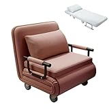 Klappsofa Mit Schlaffunktion Schlafsofa Mit Armlehnen Und 6 Stufig Verstellbarer Rückenlehne Klappbarer Loungesessel Mit Rollen Abnehmbare Leinen-Baumwollhülle(Multi-Colored,190 * 65 * 24cm)