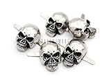 CRAFTMEmore Ohrstecker Totenkopfkopf Knochen Zacken Gothic Stil Ghost Nieten Leder Basteln Dekorationen 10 Stück Medium 10 x 15 mm silber