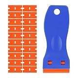 BAVALIN Blau Mini Kunststoff Schaber Set - 1 Stück Plastikschaber mit 20 Stück Kunststoff Ersatzklingen Plastikspachtel für Vinyl, Aufkleber, Sticker, Kleber