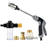 Turbo Washer for Garden Hose – Hochdruckdüse Für Gartenschlauch Mit Einstellbarem Wasserfluss, Ideal Für Gardenspritz (T8 Langpistole/Schaum/3 Adapter)