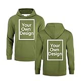 Hoodie Bedrucken Lassen für Herren - Hoody Oberteile Selbst Gestalten mit Vorne und hinten Bedruckt, Personalisiert Exklusive Individualisierung Mit Foto Text Logo, Custom Einfarbig Langarmshirt