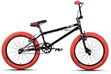 CHILLIZ BMX Freestyle 20 Zoll XB.01 schwarz-rot Kinder Erwachsene V-Brake 360° Rotor