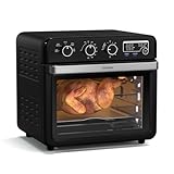 Klarstein AirGlaze Heißluftfritteuse – 34 L, 2000 W, 9 Programme, Drehknopfsteuerung, Rotisserie, Panoramascheibe, Zubehörset: Grillrost, Bratkorb, Backblech, Drehspieß, Schwarz