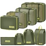 MOFELON Koffer Organizer Set- 8 Teilige, Packing Cubes, Suitcase Organizer, Travel Packtaschen für Koffer, Reise Organizer Set mit Kleidertaschen Schuhbeutel Wäschebeute, Reise Gadgets-Grüner